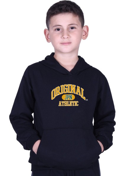 Kapüşonlu Kanguru Cepli Orıgınal Baskılı Erkek Çocuk Sweatshirt