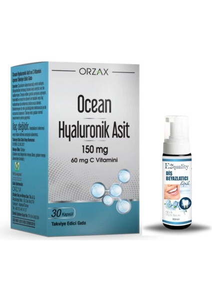 Orzax Ocean Hyaluronik Asit 150 Mg 30 Kapsül + Hediye Diş Beyazlatıcı Köpük
