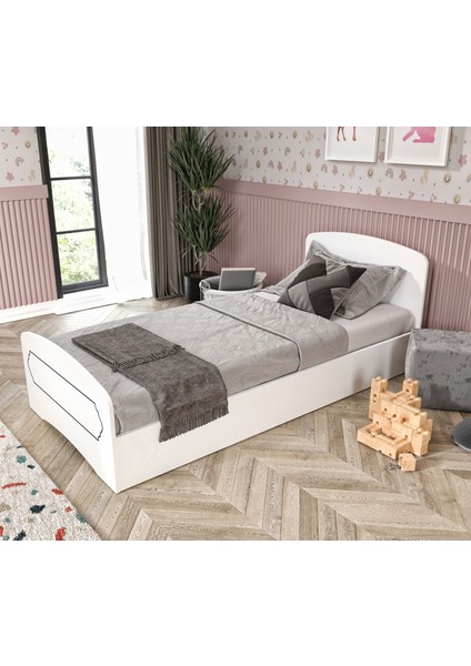 Hayal Tek Kişilik Mdf Karyola Beyaz - 90 cm x 190 cm Yataklarla Uyumlu