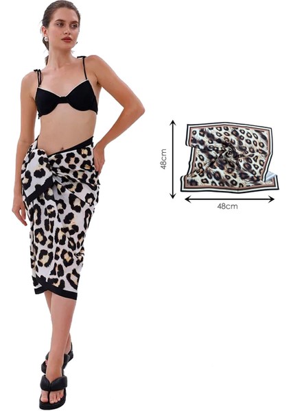 Uzun Pareo – Leopar Desenli Bandana & Pareo Seti