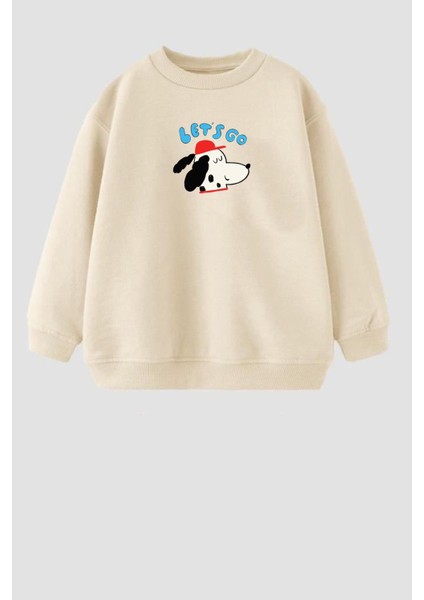 Erkek Çocuk Köpek Baskılı 3 Iplik Kumaş Pamuklu Sweatshirt fiyatları