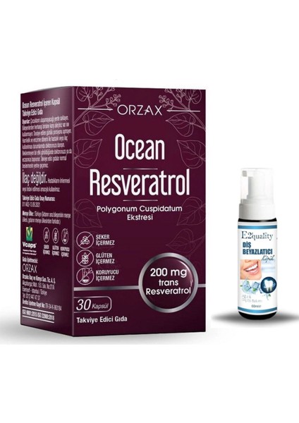 Orzax Ocean Resveratrol Takviye Edici Gıda 30 Kapsül + Hediye Diş Beyazlatıcı Köpük