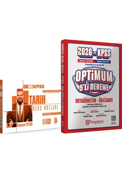 2026 Kpss Tarih Ders Notları - Optimum 5 Deneme