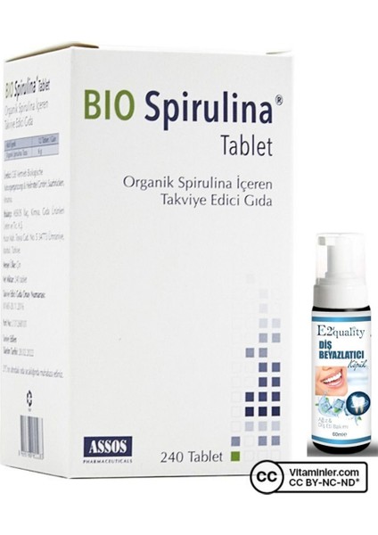Bio Spirulina 240 Tablet + Diş Beyazlatıcı Köpük Hediye