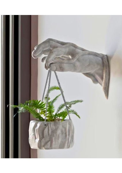 2 Parça Sarmaşıklı El ve Saksı Seti Duvar Saksısı Dekoratif Duvara Monte Saksı modelleri