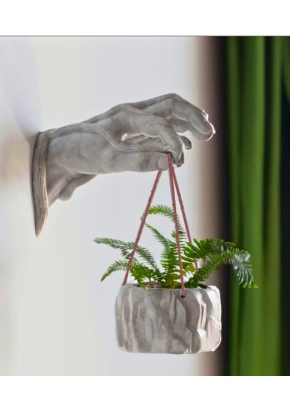 2 Parça Sarmaşıklı El ve Saksı Seti Duvar Saksısı Dekoratif Duvara Monte Saksı fırsatları