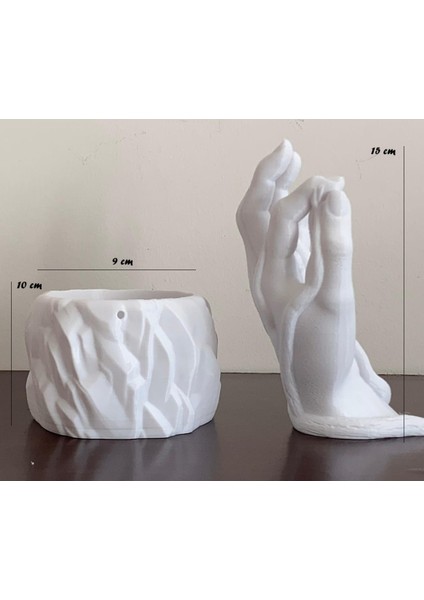 2 Parça Sarmaşıklı El ve Saksı Seti Duvar Saksısı Dekoratif Duvara Monte Saksı