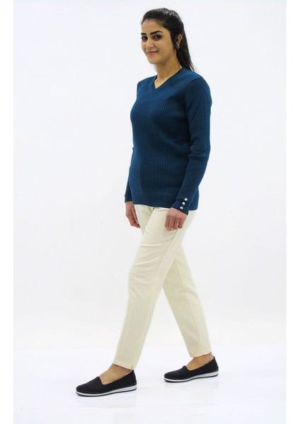 Fitilli V Yaka Triko Kazak fiyatları