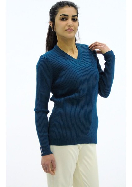 Fitilli V Yaka Triko Kazak fırsatları