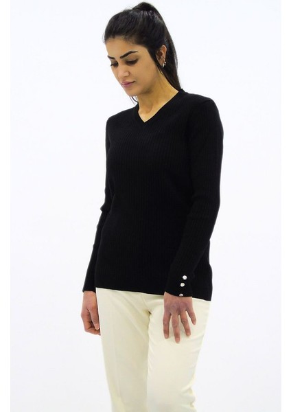 Fitilli V Yaka Triko Kazak indirimleri