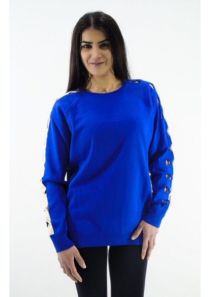 Kol Detaylı Çift Renk Triko Kazak fiyatları