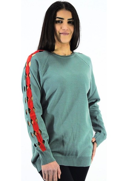 Kol Detaylı Çift Renk Triko Kazak indirimleri