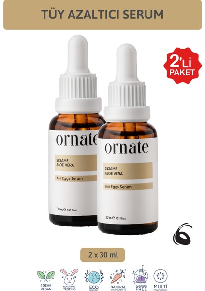 Karınca Yumurtası Yağı Tüy Azaltıcı Nemlendirici Serum 2'li Süper Set 30 ml