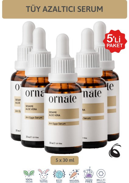 Karınca Yumurtası Yağı Tüy Azaltıcı Nemlendirici Serum 5'li Süper Set 30 ml
