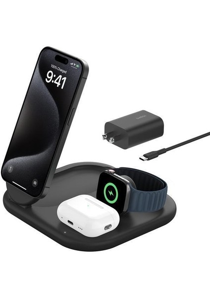 WIZ029VFBK Qi2 15W 3-1 Katlanabilir Magsafe Şarj Cihazı-Siyah