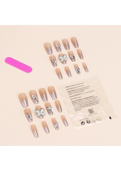 Kısa Tırnaklara Basın, Hafif Mükemmel Uyum, Tırnak Tutkallı Uzun Tırnak, 12 Boyutta Tırnaklarda Yeniden Kullanılabilir Yarı Şeffaf Çubuk - 24 Tırnak Seti, Kristalli Kelebek, No.1 (Yurt Dışından) fırsatları