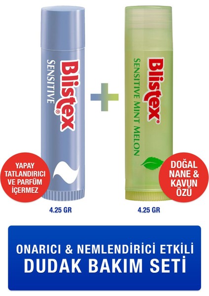 Hassas Dudaklar Için Yoğun Bakım Sensitive +Sensıtıve Mınt Melon Nemlendirici Kurtarıcı Dudak Kremi 4.25GR