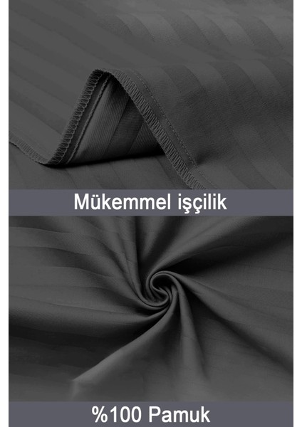%100 Pamuk 2’li Çizgili Saten Yastık Kılıfı 50 x 70 | Siyah modelleri