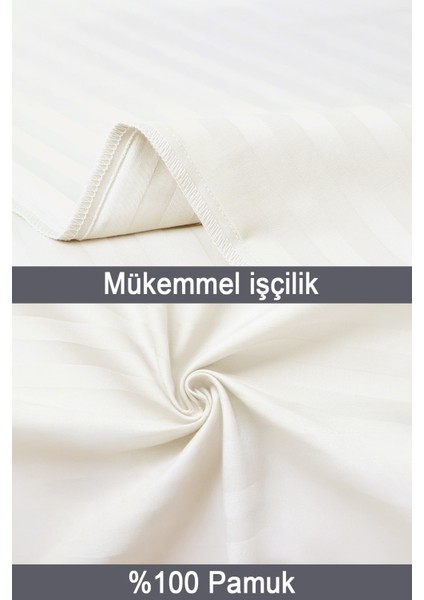 %100 Pamuk 2’li Çizgili Saten Yastık Kılıfı 50 x 70 | Ekru modelleri