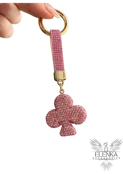 Zirkon Taşlı Pembe Maça Simgeli Anahtarlık fiyatları