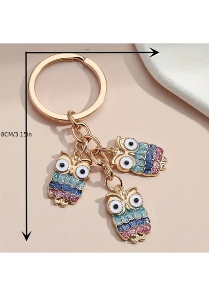 Mineli 3'lü Baykuş Model Gold Anahtarlık fiyatları