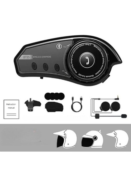 BT35 Kask Kulaklık Bluetooth 5.0 Motosiklet Interkom Su Geçirmez Kablosuz Kulaklık fırsatları