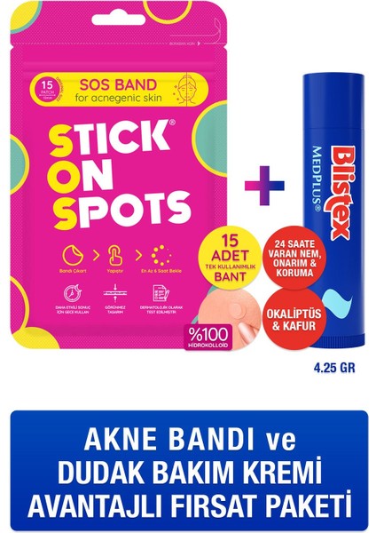 Kuruyan ve Çatlayan Dudaklara Yoğun Bakım Medplus Stick 4,25GR + Sos Band 15 Adet / Patch