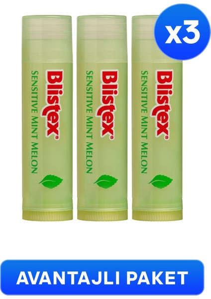 Sensitive Mint Melon - Doğal Nane Ve Kavun Özlü Besleyici Ve Nemlendirici Dudak Bakım Kremi X3