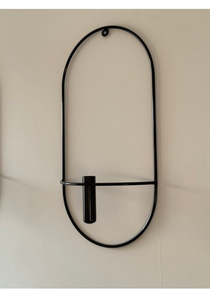 2 Li Siyah Oval Çiçeklik , Modern Dekoratif Metal Duvar Çiçeklik