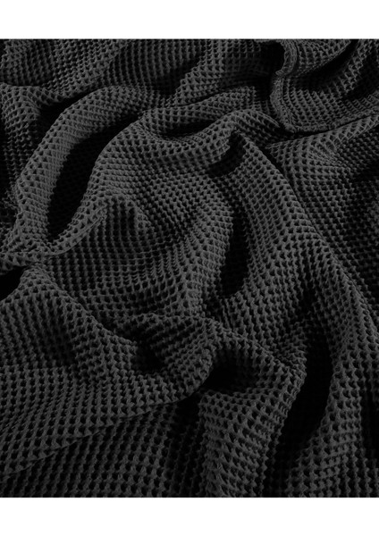 Siyah Waffle Desen Saçaksız Koltuk Örtüsü/tv Battaniyesi 140X200CM fiyatları