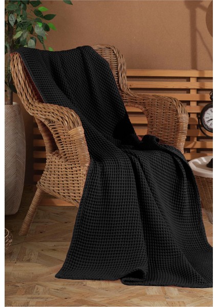 Siyah Waffle Desen Saçaksız Koltuk Örtüsü/tv Battaniyesi 140X200CM modelleri