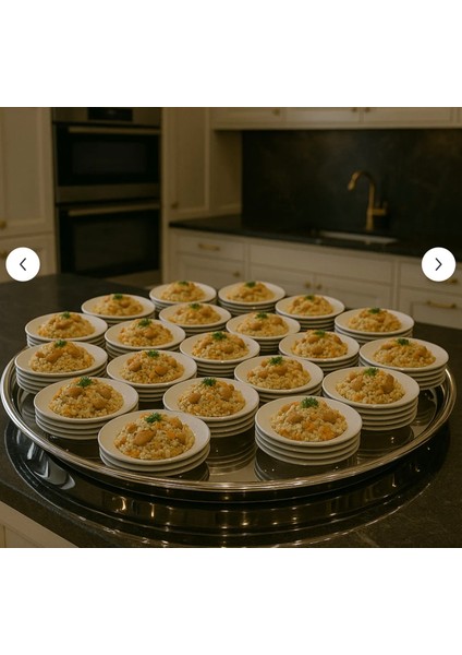 Paslanmaz Çelik Sini 95 cm - Paslanmaz Çelik Desenli Sini – Yuvarlak Servis Tepsisi