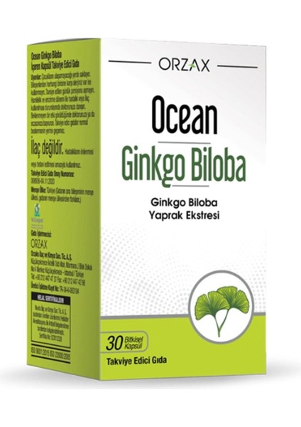 Ginkgo Biloba Takviye Edici Gıda 30 Bitkisel Kapsül