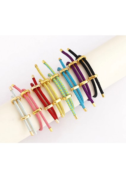 Renkli Örgü Ipli Ayarlanabilir Çelik Tel Bileklik