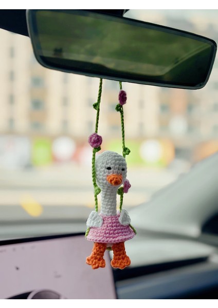 El Yapımı Örgü Oto Süsü – Tığ Işi Sevimli Araba Aksesuarı, Sallanan Araba Süsü fırsatları