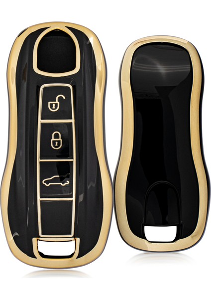 Cayenne Panamera Taycan 3 Buton Smart Nano Anahtar Kılıfı - Siyah