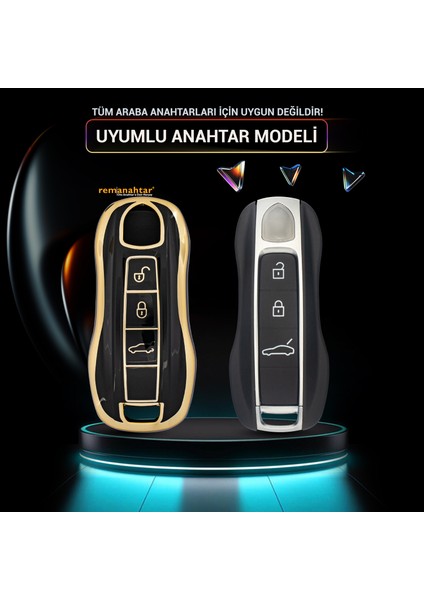 Cayenne Panamera Taycan 3 Buton Smart Nano Anahtar Kılıfı - Siyah fiyatları