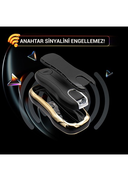 Cayenne Panamera Taycan 3 Buton Smart Nano Anahtar Kılıfı - Siyah modelleri