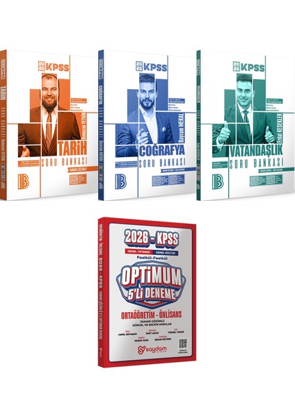 2026 Kpss Tarih Coğrafya Vatandaşlık Tamamı Çözümlü Soru Bankası - Optimum 5 Deneme