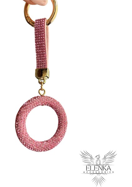 Zirkon Taşlı Pembe Silindir Anahtarlık Modeli fiyatları