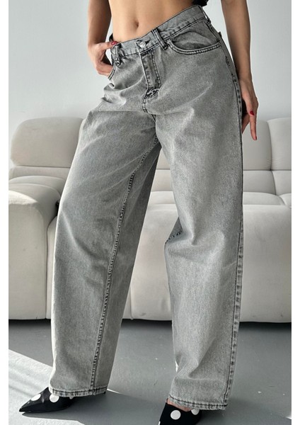 Bıyık Baggy Kot Pantolon Açik Gri - 27268