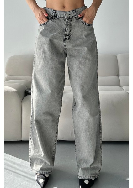 Bıyık Baggy Kot Pantolon Açik Gri - 27268 modelleri