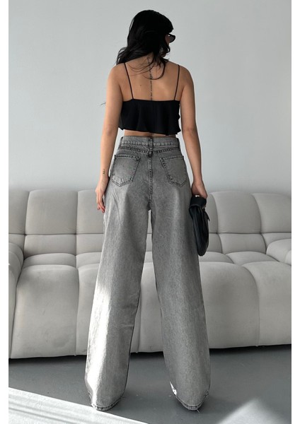 Bıyık Baggy Kot Pantolon Açik Gri - 27268 indirimleri