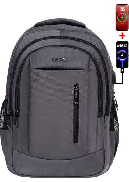 Unisex Okul Sırt Çantası Büyük Boy Çok Gözlü USB Type-C Su Geçirmez Oxford Kumaş Lise Üniversite