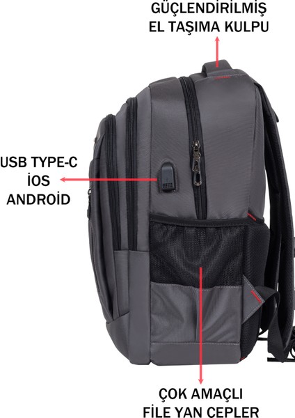 Unisex Okul Sırt Çantası Büyük Boy Çok Gözlü USB Type-C Su Geçirmez Oxford Kumaş Lise Üniversite modelleri