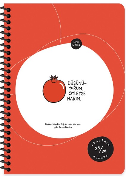 Hisli Şeyler A5 Spiralli Akademik Ajanda - Düşünüyorum Öyleyse Narım