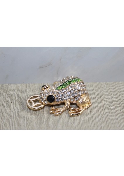 Swarovski Taşlı Minik Figür - Kurbağa