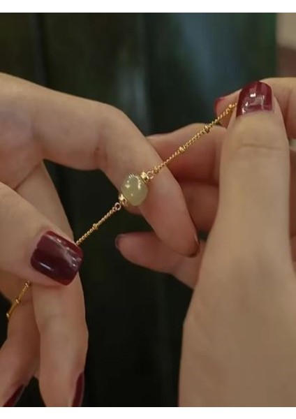 Minimalist Yeşil Taşlı Bileklik-Kc Altın Kaplama fiyatları