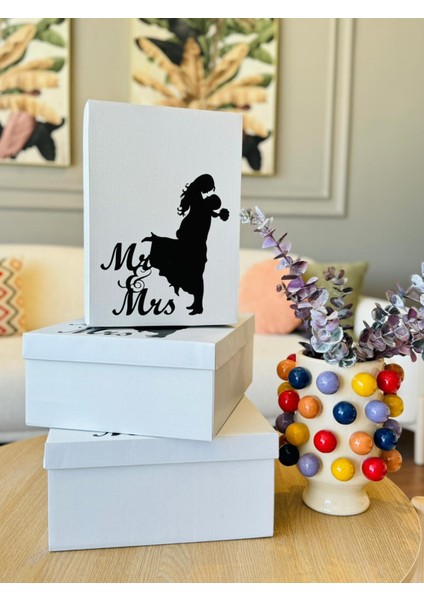 Mr & Mrs Box-Gelin Damat Hediye Kutusu-Nişan Bohça Kutusu-Özel Tasarım Hediye Kutusu