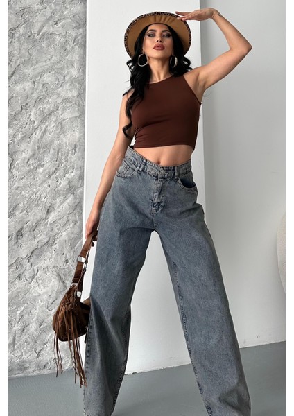 Kar Yıkamalı Baggy Kot Pantolon Kahve Tint Yikama - 27269 fiyatları